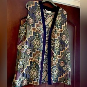 Vintage XL Woven Velvet Trim Bold & Earth Tones EUC